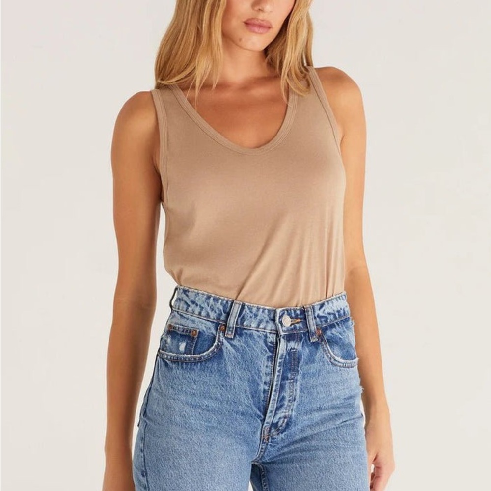 Z Supply Tan Fitted Tank Top